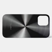 Glimmend zwart metallic print roestvrij staal look Case-Mate iPhone case (Achterkant (horizontaal))