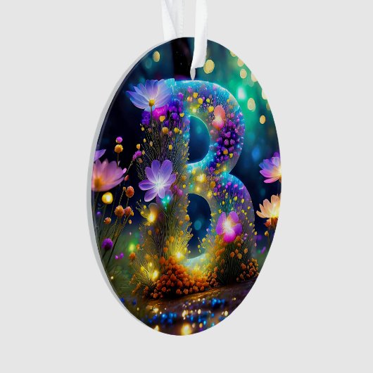 Glimmende bloemenletter B Ornament (voorkant)