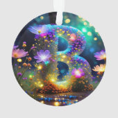 Glimmende bloemenletter B Ornament (achterkant)