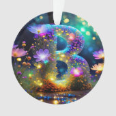 Glimmende bloemenletter B Ornament (voorkant)