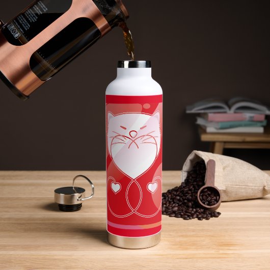 Glimmende Cat Lover Button Waterfles (Koffie)