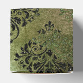 Glimmende Emerald Green en Black  Damask Bedankdoosjes (Bovenkant)