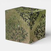 Glimmende Emerald Green en Black  Damask Bedankdoosjes (Achterkant)