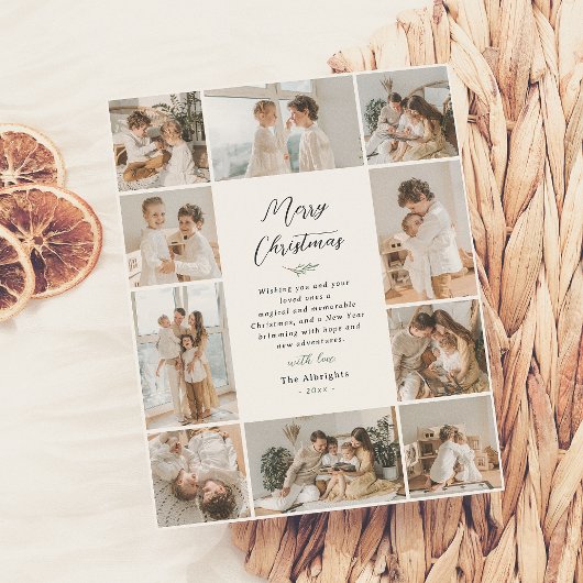 Glimmende Evergreen Memories | 10 Foto Kerstmis Folie Feestdagenkaart