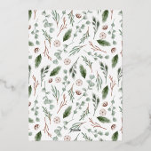 Glimmende Evergreen Memories | 10 Foto Kerstmis Folie Feestdagenkaart (Achterkant)