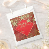 Glimmende Gouden Sterren en Lichten Rode Glitter K Bedankzakje (Geknipt)