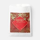 Glimmende Gouden Sterren en Lichten Rode Glitter K Bedankzakje (Voorkant)