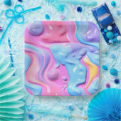 Glimmende Plastic Bubble Abstract Papieren Bordje (Feest)