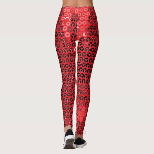 Glimmende rode pailletten leggings (Achterkant)