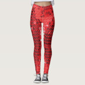 Glimmende rode pailletten leggings (Voorkant)