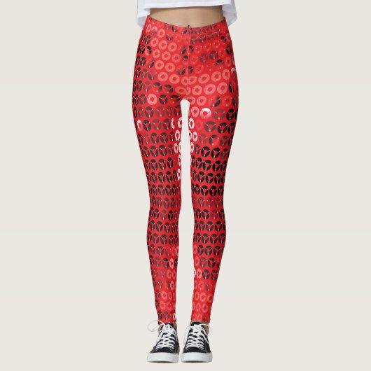 Glimmende rode pailletten leggings (Voorkant)