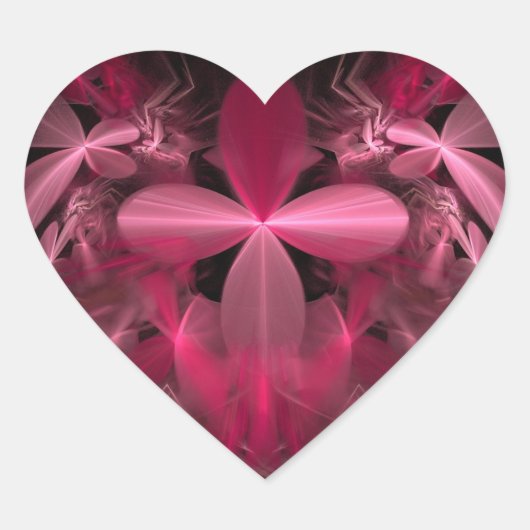 Glimmende roze bloemblaadjes hart sticker (Voorkant)