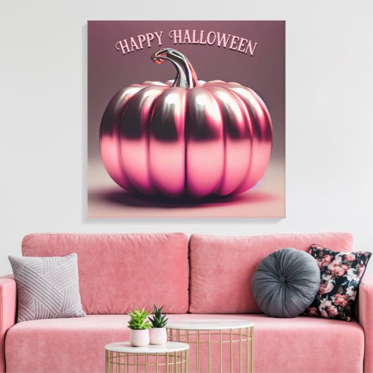 glimmende roze pompoen canvas afdruk (Insitu (Woonkamer))