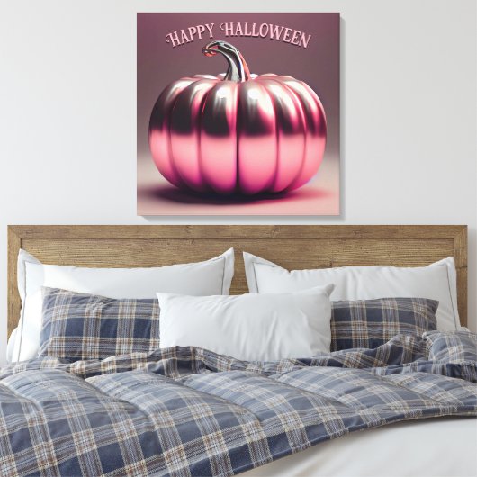 glimmende roze pompoen canvas afdruk (Insitu (Slaapkamer))