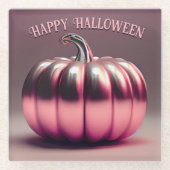 glimmende roze pompoen glazen onderzetter (Voorkant)