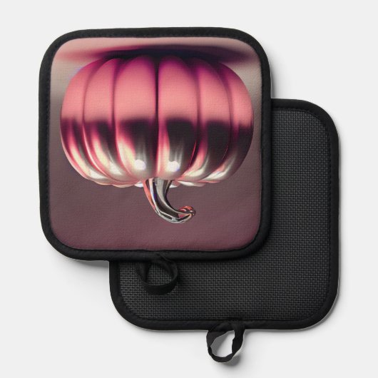 glimmende roze pompoen pannenlap (Voorkant / Achterkant)