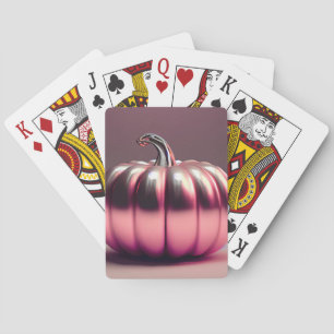 glimmende roze pompoen pokerkaarten