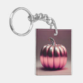 glimmende roze pompoen sleutelhanger (Voorkant Links)