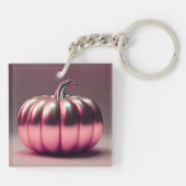 glimmende roze pompoen sleutelhanger (Achterkant)