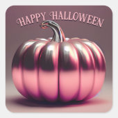 glimmende roze pompoen vierkante sticker (Voorkant)