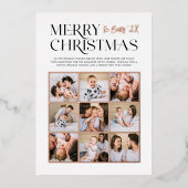 Glimmende Vrolijke Momenten | Moderne Kerst 9 Foto Folie Feestdagenkaart (Voorkant)
