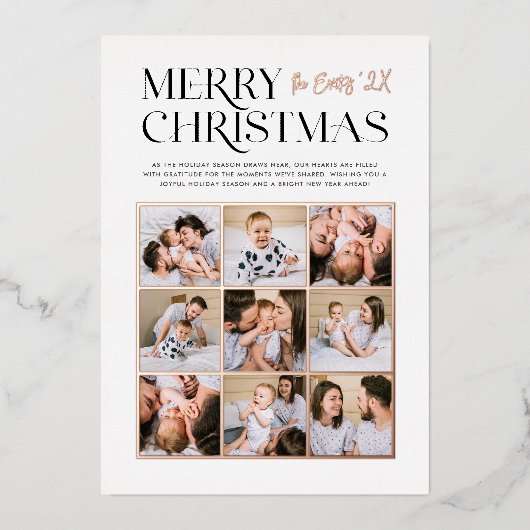Glimmende Vrolijke Momenten | Moderne Kerst 9 Foto Folie Feestdagenkaart (Voorkant)