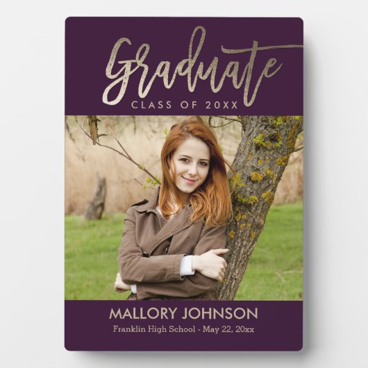 Glimmer EDITABLE COLOR Afstuderen Plaque Fotoplaat (voorkant)