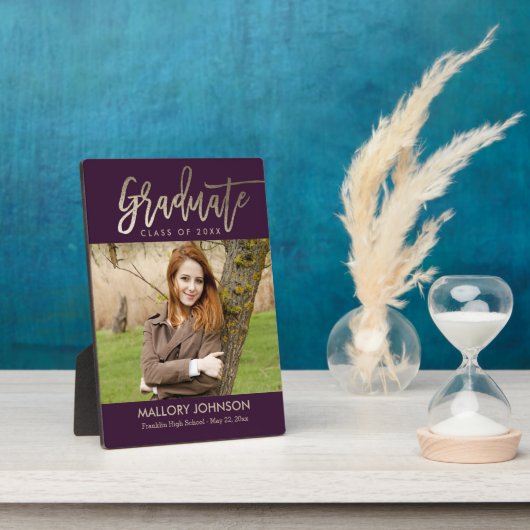 Glimmer EDITABLE COLOR Afstuderen Plaque Fotoplaat (Zijkant)