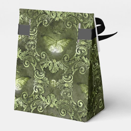 Glimmerbos Groene en Zwarte Vlinder Bedankdoosjes (Achterkant)