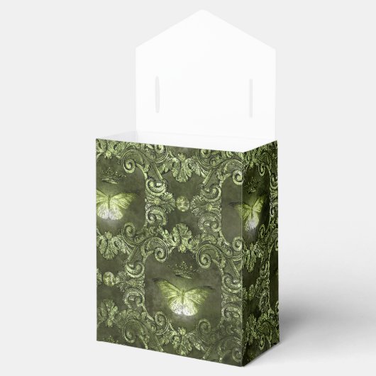 Glimmerbos Groene en Zwarte Vlinder Bedankdoosjes (Geopend)