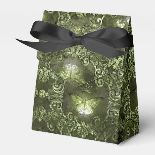 Glimmerbos Groene en Zwarte Vlinder Bedankdoosjes (Voorkant Zijde)