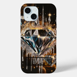 GLIMMERENDE DIAMANT TELEFOONHOESJE GEPERSONALISEER iPhone 15 CASE
