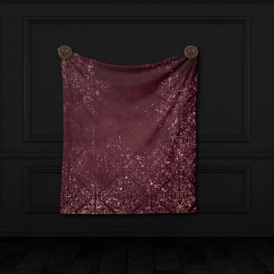 Glimmerende wijngrunge   Sangria Bordeaux Damask Fleece Deken