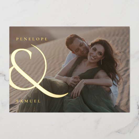 Glimmering Ampersand Wedding Save the Date Folie Uitnodiging (Voorkant)