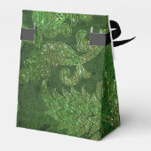 Glimmering Emerald Green  Damask Bedankdoosjes (Achterkant)