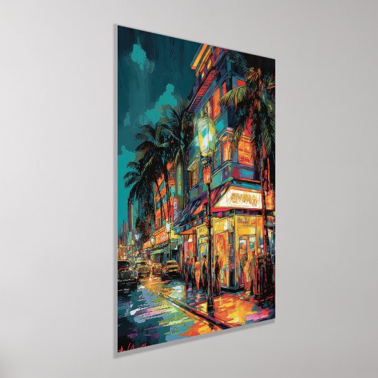 Glimmering Miami Nightscape: Folie Poster afdrukke (Laagn)
