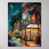 Glimmering Miami Nightscape: Folie Poster afdrukke (Voorkant)
