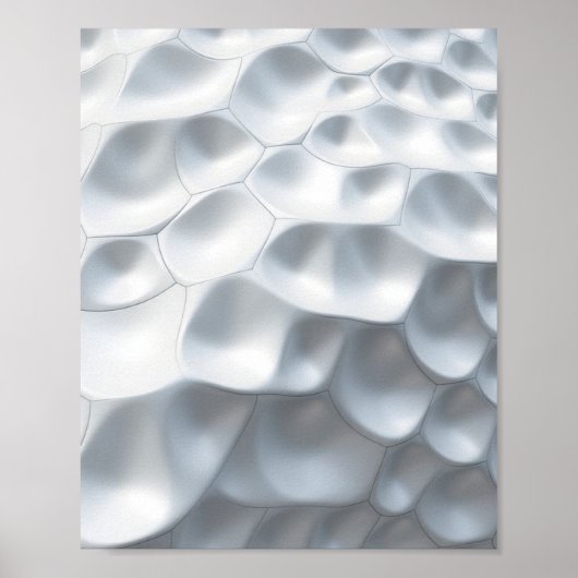 Glimmering White Ovals: A 3D Abstract Biomorphic W Poster (Voorkant)