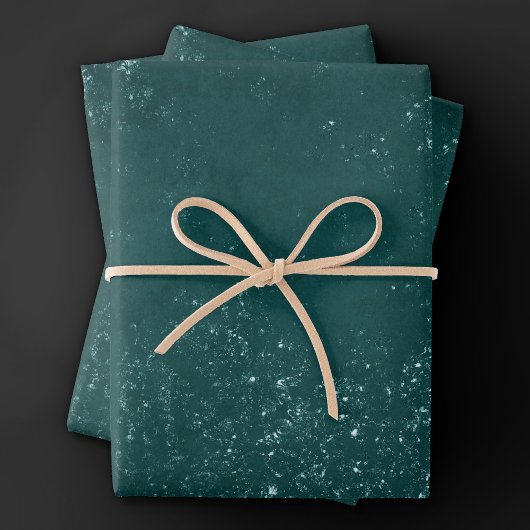 Glimmery Blauwgroen Grunge | Rich Dark Green Glam  Inpakpapier Vel