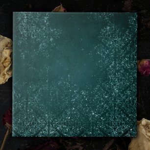 Glimmery Blauwgroen Grunge   Rich Dark Green Glam  Tegeltje