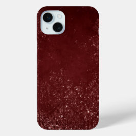 Glimmery Henna Grunge | Rich Blood Red Glam Damask iPhone 15 Mini Hoesje