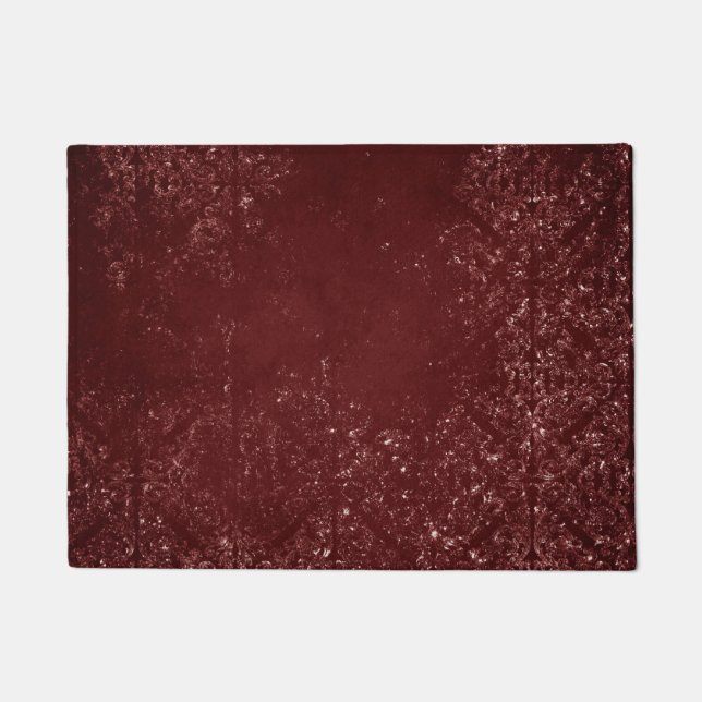 Glimmery Henna Grunge | Rich Blood Red Glam Damask Deurmat (Voorkant)