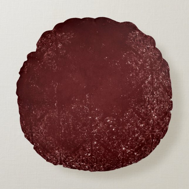 Glimmery Henna Grunge | Rich Blood Red Glam Damask Rond Kussen (Voorkant)