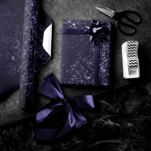 Glimmery Indigo Grunge Midnight Paars Damask Cadeaupapier