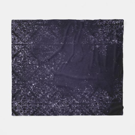 Glimmery Indigo Grunge | Midnight Paars Damask Fleece Deken (Voorkant (Horizontaal))