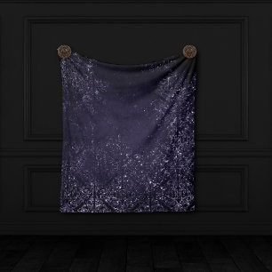 Glimmery Indigo Grunge   Midnight Paars Damask Fleece Deken