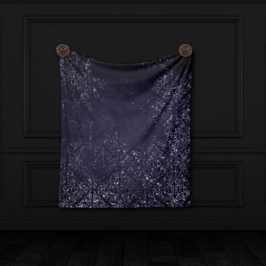 Glimmery Indigo Grunge | Midnight Paars Damask Fleece Deken