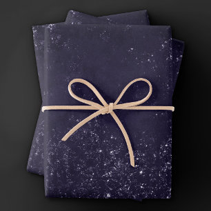 Glimmery Indigo Grunge Midnight Paars Damask Inpakpapier Vel