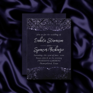 Glimmery Indigo Grunge   Midnight Paars Damask Kaart