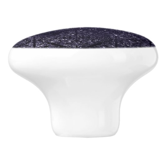 Glimmery Indigo Grunge | Midnight Paars Damask Keramische Knop (Zijkant)